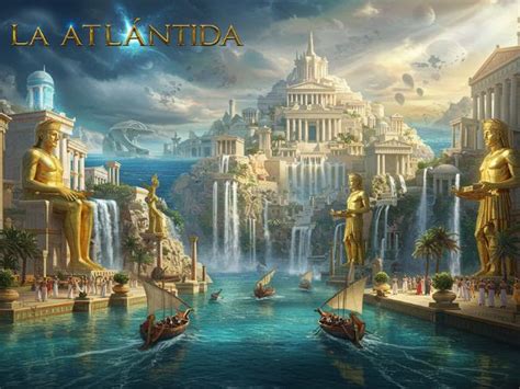 Representación de la Atlántida y sus habitantes