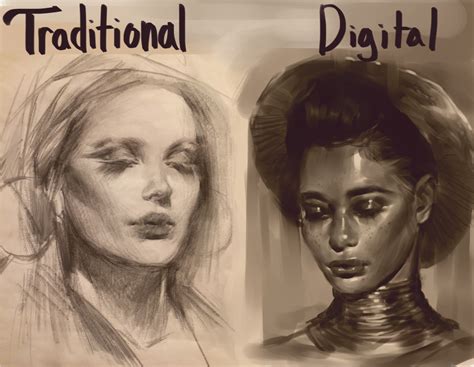 Comparativa de dibujo tradicional y digital