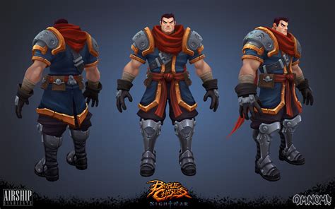 Ilustración de los personajes principales de Battle Chasers: Gully, Garrison, Knolan, Calibretto y Red Monika