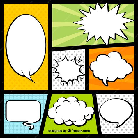 Elementos de un cómic: viñetas, globos de diálogo, bocadillos de pensamiento, onomatopeyas
