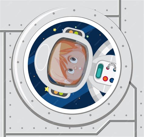 Astronauta ratón mirando a través de la ventana de una nave espacial