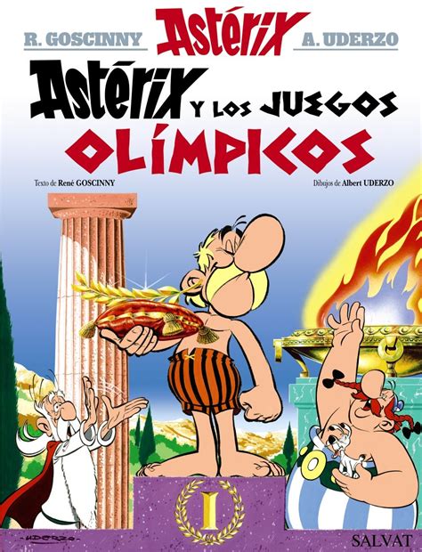 Ilustración de Astérix y Obélix compitiendo en los Juegos Olímpicos