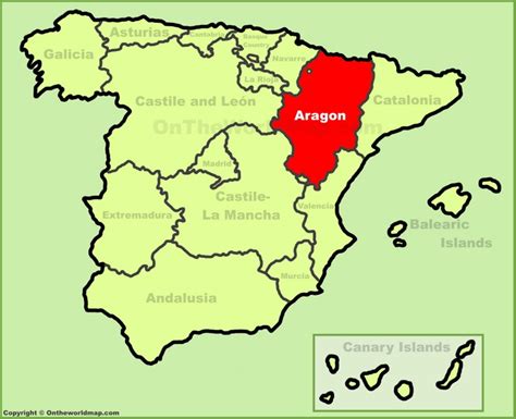 Mapa de España destacando Aragón