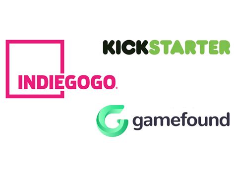 Logotipos de plataformas de crowdfunding populares como Kickstarter, Verkami, Indiegogo.
