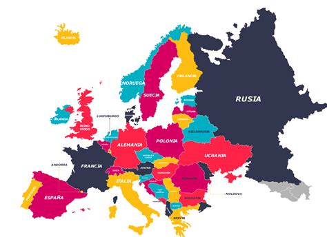 Mapa de Europa destacando países con fuerte tradición de novela gráfica