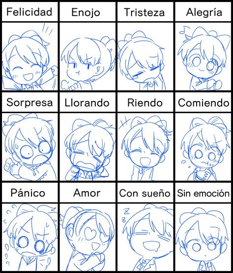 Viñetas de una tira cómica con diferentes expresiones faciales