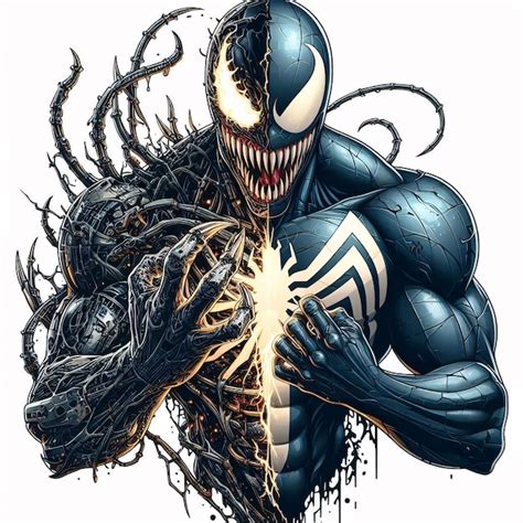 Ilustración de Venom enfrentándose a las Divinomentes