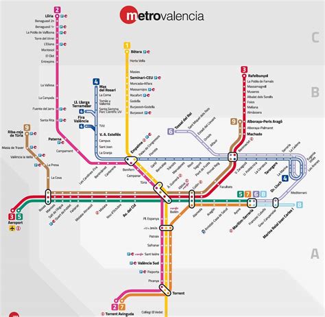 Mapa de la red de metro de Valencia