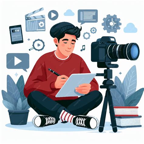 Ilustración de un youtuber creando contenido