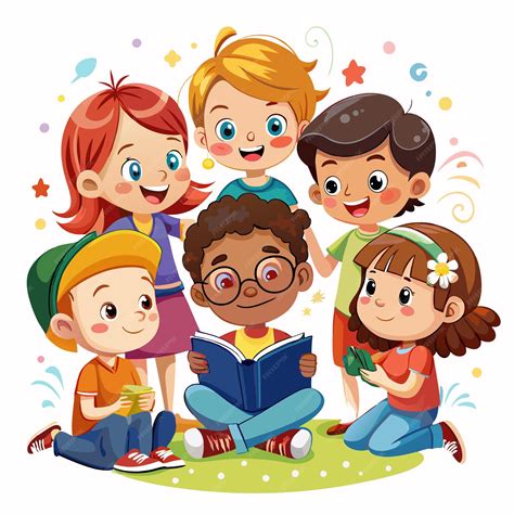Ilustración de niños leyendo cómics juntos