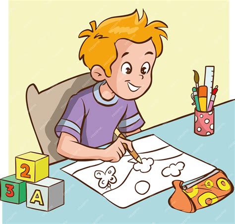 Niños dibujando y coloreando personajes de cómic