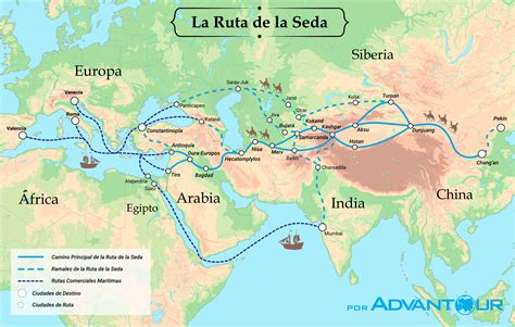 Mapa de la Ruta de la Seda, destacando Persia y Bagdad