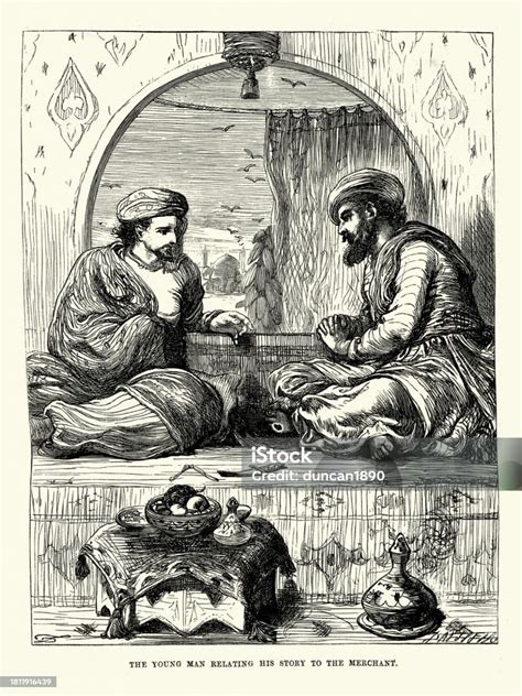 Ilustración de un mercader de aceite árabe