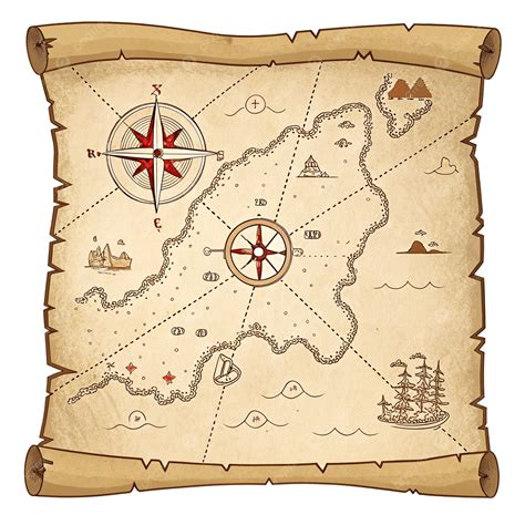 Ilustración de un mapa del tesoro pirata