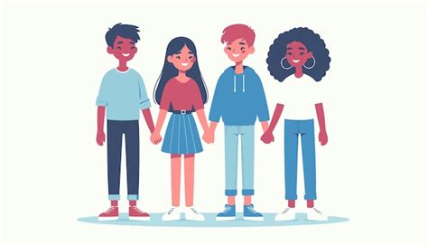 Ilustración de dos personas jóvenes tomadas de la mano, con un fondo de cómic.