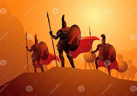 Ilustración de espartanos preparándose para la batalla