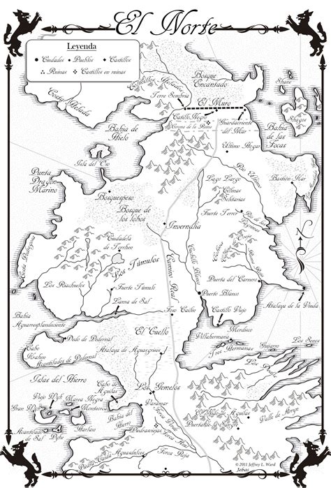Mapa de Poniente destacando las Tierras de los Ríos y el Norte