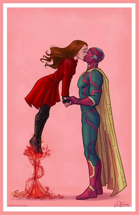 Ilustración de Wanda Maximoff y Visión