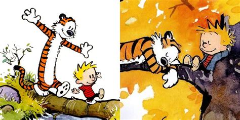 Calvin y Hobbes jugando