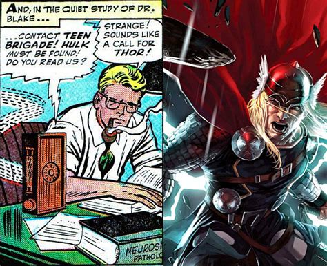 Ilustración de Donald Blake transformándose en Thor