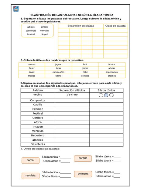Esquema de clasificación de palabras por sílaba tónica