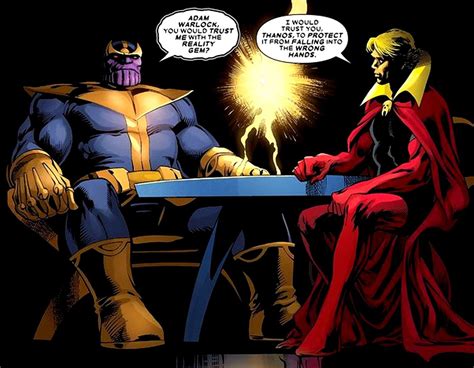 Ilustración de Thanos y Adam Warlock