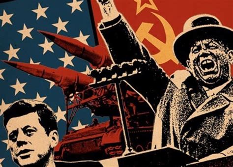 Ilustración de un cómic antiguo representando la Guerra Fría