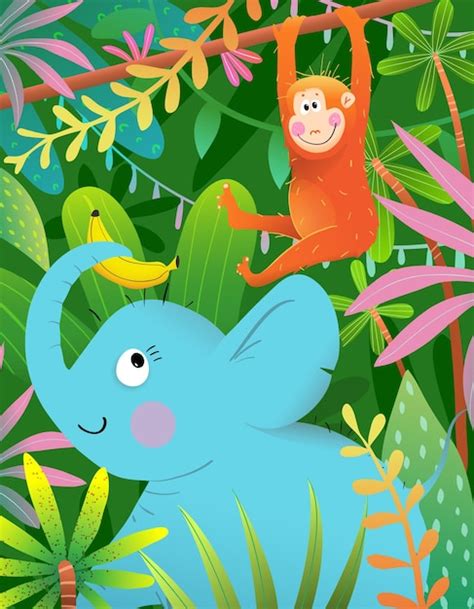 animales jugando en la selva