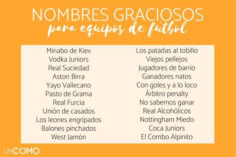 Tabla comparativa de nombres graciosos y serios para equipos de fútbol