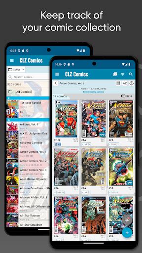 Captura de pantalla de CLZ Comics mostrando la organización de una colección