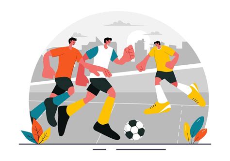 Ilustración de un cómic de fútbol con jugadores en acción