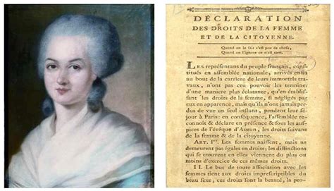 Ilustración de Olympe de Gouges redactando la Declaración de los Derechos de la Mujer y de la Ciudadana