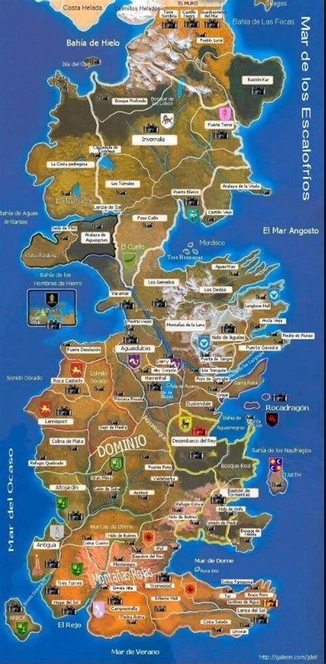 Mapa de Poniente con Rocadragón