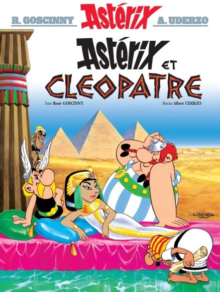 Numerobis presentando a Astérix, Obélix y Panoramix a Cleopatra