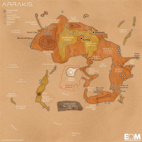 Mapa del planeta Arrakis de Dune