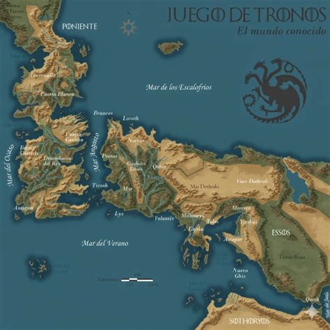 Mapa de Poniente y Essos de Juego de Tronos