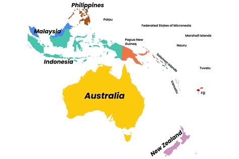 Mapa político de Oceanía en 1984