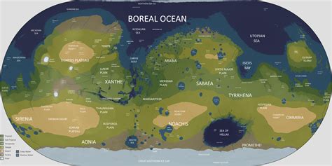 Mapa hipotético de Marte terraformado