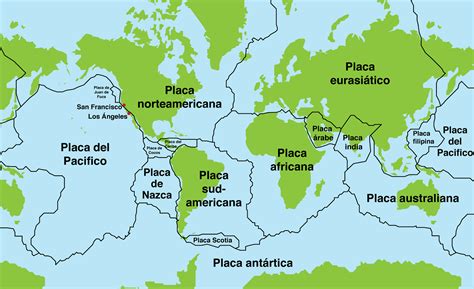 Mapa de las placas tectónicas de la Tierra