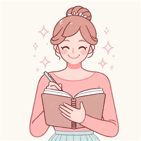 Ilustración de Cereza escribiendo en su diario