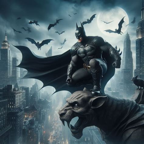 Catwoman en una pose ágil sobre un tejado de Gotham