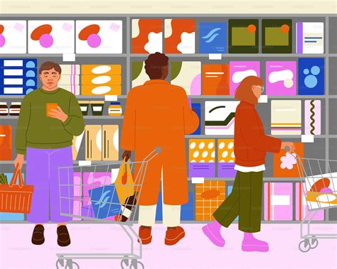Ilustración de personas comprando cómics en una tienda