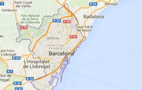 Mapa de Barcelona con la ubicación de Fira de Barcelona y los Astilleros