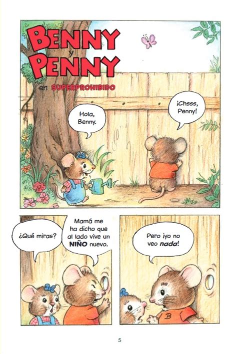 Ilustración de los ratones Penny y Benny investigando ruidos extraños.