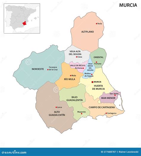 Mapa de Murcia con la ubicación de las librerías destacadas