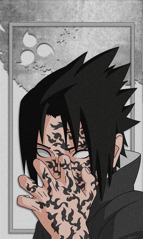 Ilustración de Sasuke Uchiha con su marca maldita