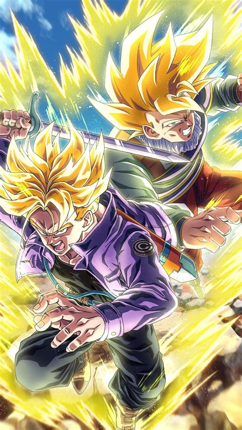 Ilustración final de Trunks del Futuro y Goku Black en combate, con efectos de energía
