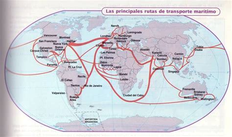 Mapa de las rutas marítimas y la importancia de un timonel