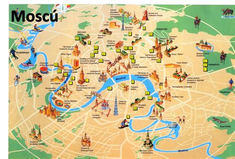 Mapa de Moscú con puntos de interés marcados