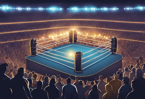 Ilustración de un ring de boxeo con luchadores